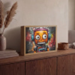 Robot - Graffiti - Oranje - Kleuren Light Box met batterij (Wandlamp) middel -sfeer2