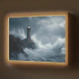 Rotsen - Vuurtoren - Golven - Klliffen Light Box met batterij (Wandlamp) middel -z3d_website