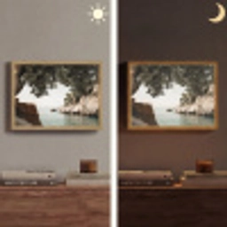 Rotsen - Zee - Boom - Groen Light Box met batterij (Wandlamp) middel -sfeer3