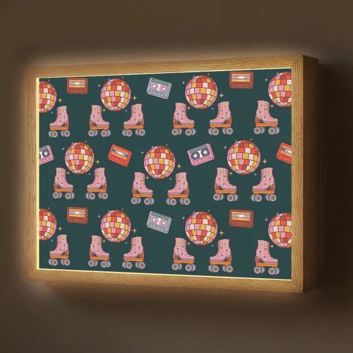 Rolschaatsen - Patroon - Disco Light Box met batterij (Wandlamp) middel 907 -z3d_website