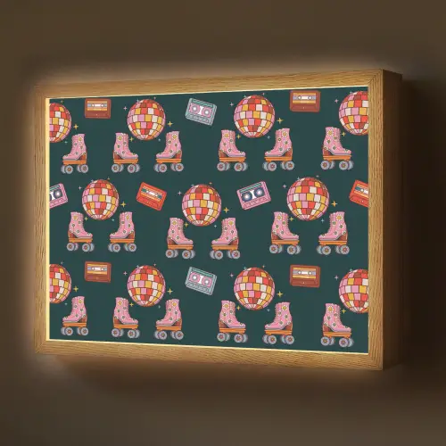 Rolschaatsen - Patroon - Disco Light Box met batterij (Wandlamp) middel 907 -z3d_website