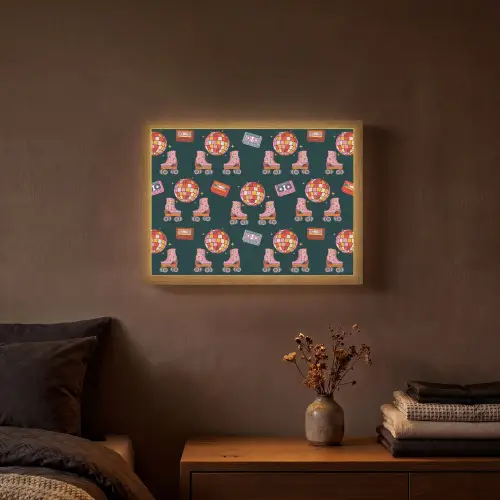 Rolschaatsen - Patroon - Disco Light Box met batterij (Wandlamp) middel 907 -sfeer4