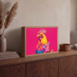 Haan - Kleurrijk - Kimono - Roze Light Box met batterij (Wandlamp) middel -sfeer2