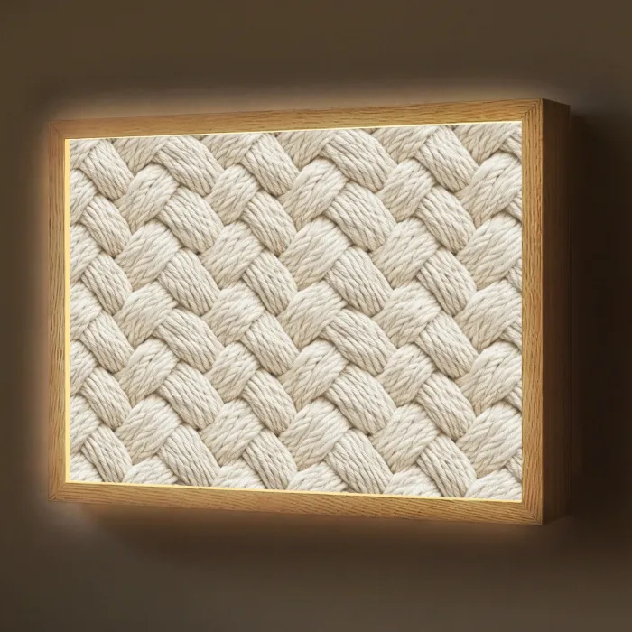 Touw - Gebreid - Beige Light Box met batterij (Wandlamp) middel 907 -z3d_website