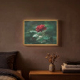 Roos - Bladeren - Dieprood Light Box met batterij (Wandlamp) middel -sfeer4