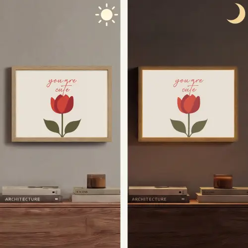 Roos - Rood - Bloem - Valentijn Light Box met batterij (Wandlamp) middel -sfeer3