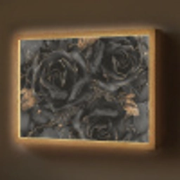 Rozen - Zwart - Bloemen - Goud Light Box met batterij (Wandlamp) middel -z3d_website