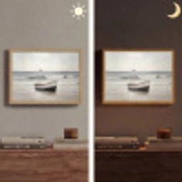 Roeiboot - Zee - Horizon Light Box met batterij (Wandlamp) middel -sfeer3