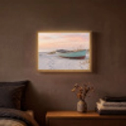 Rustiek - Roeiboot - Zandstrand Light Box met batterij (Wandlamp) middel -sfeer4