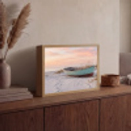 Rustiek - Roeiboot - Zandstrand Light Box met batterij (Wandlamp) middel -sfeer2