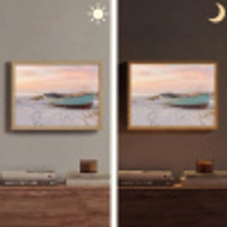 Rustiek - Roeiboot - Zandstrand Light Box met batterij (Wandlamp) middel -sfeer3