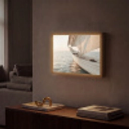 Zeilboot - Zee - Beige - Zon Light Box met batterij (Wandlamp) middel -sfeer1