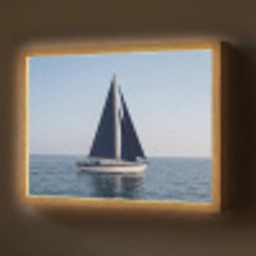 Zeilboot - Zee - Blauw Light Box met batterij (Wandlamp) middel -z3d_website