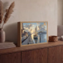 Zeilboot - Zon - Pier - Hout Light Box met batterij (Wandlamp) middel -sfeer2
