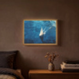 Zeilboot - Water - Abstract - Schaduw Light Box met batterij (Wandlamp) middel -sfeer4