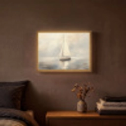 Zeilschip - Zee - Bewolkt Light Box met batterij (Wandlamp) middel -sfeer4