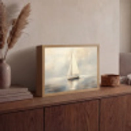 Zeilschip - Zee - Bewolkt Light Box met batterij (Wandlamp) middel -sfeer2