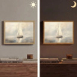 Zeilschip - Zee - Bewolkt Light Box met batterij (Wandlamp) middel -sfeer3