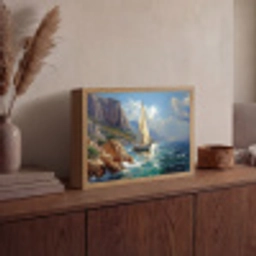 Zeilschip - Zee - Rotsen - Wolken Light Box met batterij (Wandlamp) middel -sfeer2