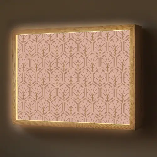 Zalmroze - Patroon - Geometrisch Light Box met batterij (Wandlamp) middel 907 -z3d_website