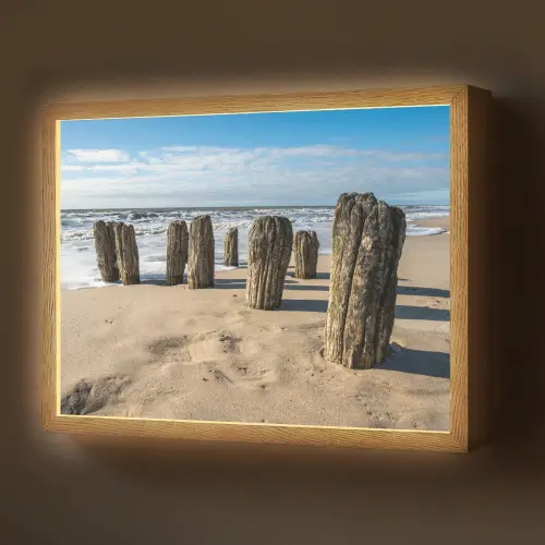 Zand - Strand - Paal - Water - Zomer Light Box met batterij (Wandlamp) middel -z3d_website