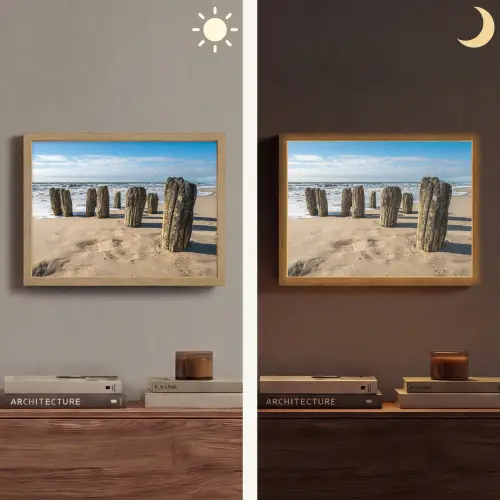 Zand - Strand - Paal - Water - Zomer Light Box met batterij (Wandlamp) middel -sfeer3