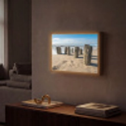Zand - Strand - Paal - Water - Zomer Light Box met batterij (Wandlamp) middel -sfeer1