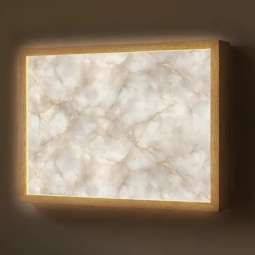 Zandkleurig - Marmer - Natuursteen Light Box met batterij (Wandlamp) middel 907 -z3d_website