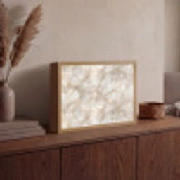 Zandkleurig - Marmer - Natuursteen Light Box met batterij (Wandlamp) middel 907 -sfeer2