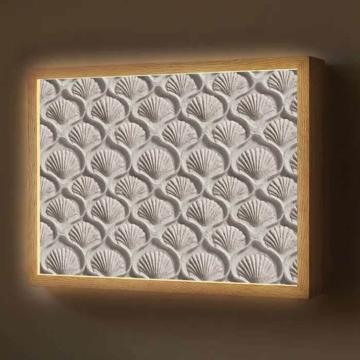 Zand - Schelpenvorm - Grijs Light Box met batterij (Wandlamp) middel 907 -z3d_website
