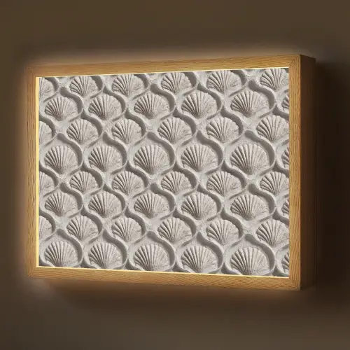 Zand - Schelpenvorm - Grijs Light Box met batterij (Wandlamp) middel 907 -z3d_website