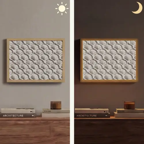 Zand - Schelpenvorm - Grijs Light Box met batterij (Wandlamp) middel 907 -sfeer3