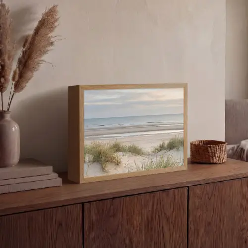 Zandstrand - Bewolkt - Duinen Light Box met batterij (Wandlamp) middel -sfeer2