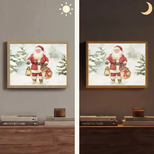Kerstman- Winter - Sneeuw - Wit - Rood Light Box met batterij (Wandlamp) middel -sfeer3
