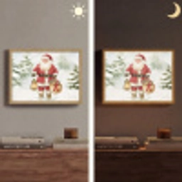 Kerstman- Winter - Sneeuw - Wit - Rood Light Box met batterij (Wandlamp) middel -sfeer3