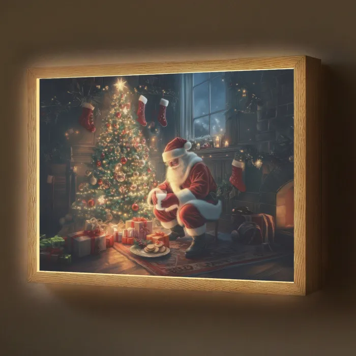 Kerstman - Haard - Donker Light Box met batterij (Wandlamp) middel -z3d_website