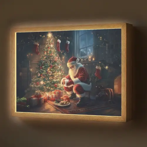 Kerstman - Haard - Donker Light Box met batterij (Wandlamp) middel -z3d_website