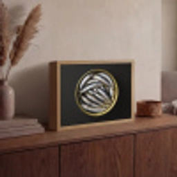 Sardines - Vissen - Rond - Zwart Light Box met batterij (Wandlamp) middel -sfeer2