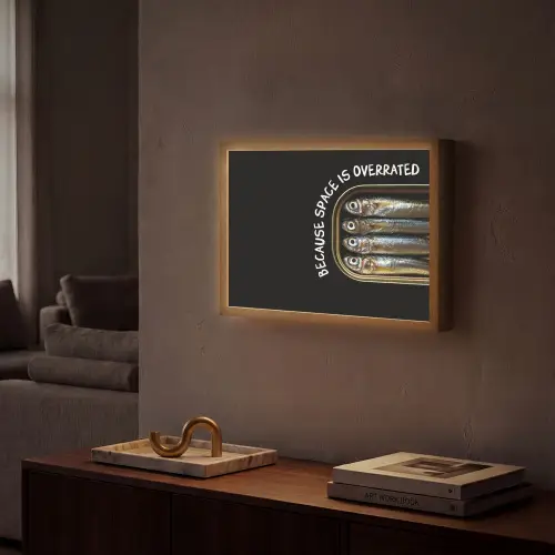 Sardines - Tekst - Vis - Blik Light Box met batterij (Wandlamp) middel -sfeer1