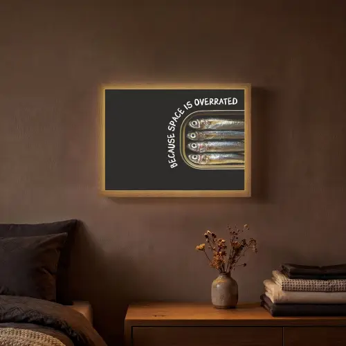 Sardines - Tekst - Vis - Blik Light Box met batterij (Wandlamp) middel -sfeer4