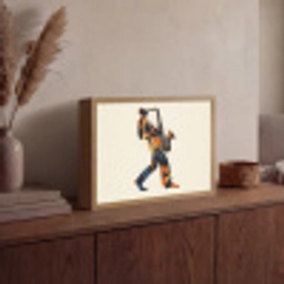 Saxofoon - Abstract - Persoon - Blauw Light Box met batterij (Wandlamp) middel -sfeer2