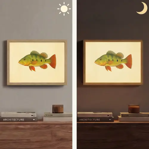 Schubben - Vis - Groen - Illustratie Light Box met batterij (Wandlamp) middel -sfeer3