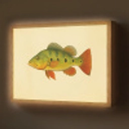 Schubben - Vis - Groen - Illustratie Light Box met batterij (Wandlamp) middel -z3d_website