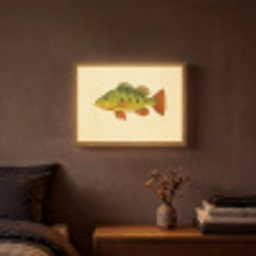 Schubben - Vis - Groen - Illustratie Light Box met batterij (Wandlamp) middel -sfeer4
