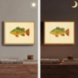 Schubben - Vis - Groen - Illustratie Light Box met batterij (Wandlamp) middel -sfeer3