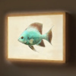 Schubben - Vis - Mint - Minimalistisch Light Box met batterij (Wandlamp) middel -z3d_website