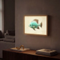 Schubben - Vis - Mint - Minimalistisch Light Box met batterij (Wandlamp) middel -sfeer1