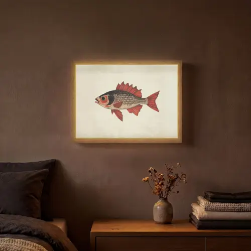 Schubben - Rood - Vis - Vinnen Light Box met batterij (Wandlamp) middel -sfeer4