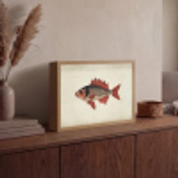Schubben - Rood - Vis - Vinnen Light Box met batterij (Wandlamp) middel -sfeer2