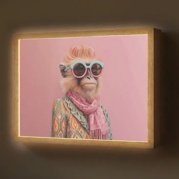 Sjaal - Aap - Zonnebril - Jasje Light Box met batterij (Wandlamp) middel -z3d_website